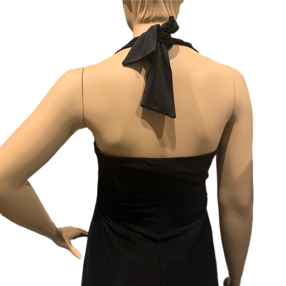 Igigi Halter Gown & Shrug Size 14/16 Sheer Black on Black, Lace Trim Hi-Lo Dress - Picture 4 of 15